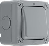 BG Electrical Outdoor Single Switch with LED Indicator, Weatherproof, Grey, Nexus Storm, 2-Way, 20A, IP66 Rated, WP12