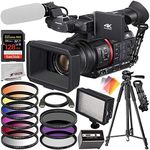 Panasonic AG-CX350 4K Camcorder Professional Bundle Includes: 75” Tripod – Tripod Dolly - Replacement Battery VBD58 - SanDisk Extreme PRO 128GB SDXC Memory Card and Much More