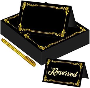 Chenkaiyang 100 Pcs Black Place Cards and Gold Pen for Weddings, Name Cards with Gold Foil Border for Table Setting Folded Table Tents Sign for Buffet Banquet Parties Events Celebrations