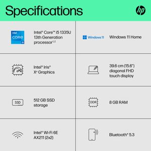 HP Envy x360 15.6" 2-in-1 Laptop – Intel i5, 8GB RAM, 512GB SSD, Touchscreen