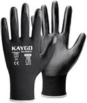 KAYGO Work Gloves Nitrile Coated, 12 Pairs KG12N,Seamless Knit, Protective Safety Work Gloves with Good Grip for General Work,Black,M