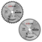 Saxton TCT Circular Wood Mitre Saw Blades 255mm x 40 & 80T x 25.4mm Bore fits Evolution Rage Saws (Pack of 2)