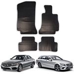 Car Mats for Mercedes C-Class (2014-2021) [W205/S205] [Saloon/Estate] Tailored Fit Rubber Floor Mat Set Accessory Black Custom Fitted 4 Pieces with Clips - Anti-Slip Backing, Heavy Duty & Waterproof