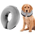 Inflatable Dog Collar with Quick Release and Adjustable Fit,This Protective Dog Cone for After Surgery Protects from Stitches, Bites, Licks and Wounds, Soft Pet Recovery Collar for Dogs, (Grey, XL)