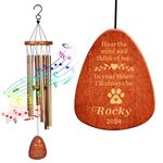 Personalised Dog Memorial Gifts Pet Memorial Wind Chimes Custom Pet Bereavement Gifts 25.5 Inch Wind Chimes for Garden Outdoor Patio Windchimes for Loss of Dog Cat(Design 2, Champagne Gold)