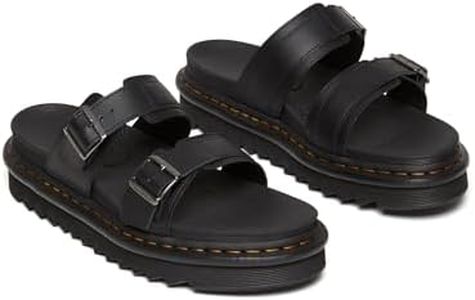 Dr. Martens Sandalias unisex Myles con hebilla para adultos, Negro -, 7 Women/6 Men