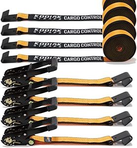 4 Pack 2" x 27' Ratchet Tie Down Straps with Flat Hooks, 10000 LBS Break Strength Cargo Truck Strap Heavy Duty Perfect for Moving Appliances, Lawn Equipment and Motorcycles KODIAK STRAPS