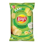 Lay's Potato Chips 143 Gram, American Style Cream & Onion Flavour, Crunchy Chips & Snacks, Party Pack (Weight May Vary)