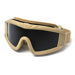 QWORK Airsoft Goggles, Outdoor Sports Military Airsoft Tactical Anti-Fog Goggles with 3 Interchangable Lens, UV Protection Shooting Glasses for Paintball Riding Cycling