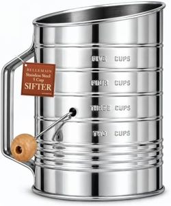 Bellemain Stainless Steel Flour Sifter for Baking with Hand Crank - 5 Cup