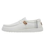 HEYDUDE Men's Wally Break Stitch Slip-On Shoes - Moccasin Style, White, 10 UK