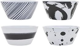 Soup Cereal Dessert Plate Melamine Shatter Resistant Bowl by Godinger - Black Paint Stroke