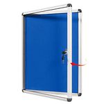 Swansea Lockable Noticeboard Blue Fabric Bulletin Boards Cabinet for Office School 28x34inches(9xA4)