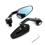 AULESSE 1 Pair Motorbike Mirrors,Motorcycle Bar End Side Mirrors CNC Aluminum Black,Universal 7/8" 22mm Handlebar Rear View Mirror HD Anti-Glare Fit for Motorcycle Street Bike Cruiser Scooter