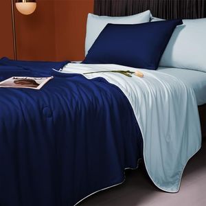 LLanCL Cooling Blankets for Hot Sleepers - Cool Like Ice Cream Lightweight Blanket for Summer with Double Side Cold, Cooling Comforter, Quilt, Fabric for Bed (King Size 90" x 108" Dark Blue/Blue)