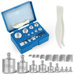 MEANLIN MEASURE 17 Pcs Scale Calibration Weight Kit, 10mg - 100g Precision Steel Calibration Weights, with Tweezers and Case for Digital Jewellery Scale Science Lab Weights Educational