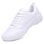 DADAWEN Women's Girls' Athletic Cheerleading Dance Shoes Fashion Sneakers Size 9 B(M) US White