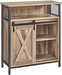 VASAGLE Buffet Cabinet, Sideboard with Open Compartment, Sliding Barn Door, 11.8"D x 27.6"W x 31.5"H, Camel Brown and Ink Black ULSC089B50