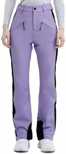 HIGH EXPERIENCE Ski Pants for Women Snow Fleece Lined Snowboard Soft Shell Slim Fit Fitted Insulated Waterproof Windproof Hiking Warm (X-Large, Light Purple)