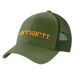 Carhartt Men's Canvas Mesh-Back Logo Graphic Cap, Chive, One size