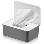 1 Pieces Wet Wipes Storage Box, Grey-White Baby Nappy Wipes Dispenser, Tissue Storage Box Case, Wet Box Dust Proof Holder with Lid Seal Dustproof