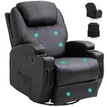 HOMCOM Recliner Sofa Chair PU Leather Armchair Cinema Massage Chair Swivel Nursing Gaming Chair Black