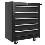 HOMCOM Rolling Tool Chest, 5-Drawer Lockable Tool Cabinet with 4 Wheels, Handle, Toolbox Storage Organizer for Garage, Workshop, Repair Shop, Black