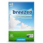 Breezeo Laundry Detergent Strips (48 strips) - Fresh Linen Scent - More Convenient than Pods, Pacs, Liquids or Powders – Great for Home, Dorm, Travel, Camping & Hand-Washing