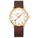 Mondaine - Evo2 MSE.40112.LG - Mens Watch 40mm - Official Swiss Railways Wrist Watch Brown Leather Strap - 30m Water Resistant - Sapphire Crystal - Watches for Men