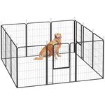PawHut Dog Pen, 12 Panel Puppy Pen, Steel Dog Playpen, for Medium Breeds, 100cm Tall, Black
