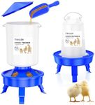 Tiflev Baby Chick Feeder and Waterer Set with Adjustable Height, Scoop, Anti-Drown Poultry Waterer for Raising Chicks in Brooder (0.8 Gal Chick Feeder & 0.4 Gal Chick Waterer, Blue)