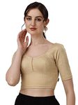 Sft Women's Cotton V Back Half Sleeve Readymade Stylish Elegant Stitched Blouse (423 Arya Skin - L)