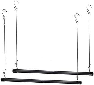 INFLATION Hanging Closet Rod,15-40 Inch Adjustable Closet Hanging Organizer,35 Inch Height Space-Saving Clothes Hanging Bar,Black Closet Rod Extender (2P)… (B-2p-3jie)