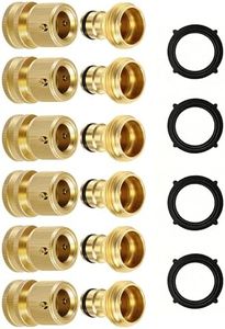 RainPoint Quick Connect Hose Fittings 3/4" GHT - Solid Brass Garden Hose Connectors, No-Leak Design & Universal Fit for Instant Connection (6 Sets)