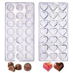 Chocolate Mold,RoadLoo 2 Pcs 21 Grid 3D Plastic Chocolate Mold Transparent Polycarbonate Chocolate Mold Reusable Sweet Candy DIY Mold for Handmade Ice Cubes Pastry Making Wedding Cake