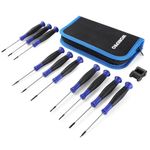 WORKPRO Precision Screwdriver Set 10-Piece, Cr-V Steel Small Screwdrivers Set, with Phillips, Slotted and Torx Tip, Organized in Zip Case, Ideal for Watch, Laptop