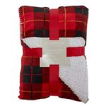 Dreamscene Tartan Check Sherpa Fleece Blanket Large Plush Flannel Throw Over Reversible Fluffy Soft Microfiber, Red White - Double 150 x 180 cm