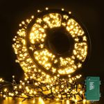 ELKTRY 1000LED 50M Christmas Lights Outdoor, Warm White Christmas Tree Lights Battery Operated with Timer,8 Modes Waterproof Christmas Lights for Christmas Party Wedding Garden Indoor Decoration