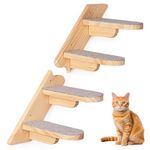 Wall Mounted Cat Climbing Shelf,Cat Stairs Ladder Furniture,Wooden Four Step Cat Stairway with Plush Covered,Cat Wall Furniture Cat Climbing Shelf for Climbing Sleeping Playing