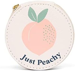 MIAMICA Women's Zippered Pill Case with 8-Day Removable Plastic Organizer, Round Just Peachy, 3.75'' x 3.7'' x 1.55'' - Weekly Medicine Box w/Compact Design