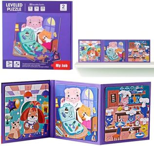 shineFinder Juego magnético Rompecabezas - Juegos de Viaje niños de 3 4 5 años - para la ocupación en el avión/Coche Paseo niños (1pcs, Nivel 2 | Trabajo)