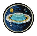 Saturn Planet Applique Embroidered Sew-on Patch ; Size Small: 6cm x 6cm for Jackets, Bags, T-Shirts, Jeans, Pants, Outdoor Clothing (1 Piece). (Code: SBX-23)