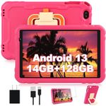 2024 Tablet 10 inch Android 13 Tablets with 14GB RAM 128GB ROM, 8000mAh, Octa-Core CPU, 1280 x 800 IPS Touchscreen, 5G+2.4G WiFi, Bluetooth 5.0, GPS,Split Screen Support,Drop-Proof,Metal Body-Rose Red