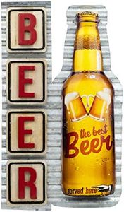 EXCELLO GLOBAL PRODUCTS Vintage Metal Beer Signs Tin Retro Wall Wood Iron Plaque for Cafe Club Art Signs Poster Home Man Cave Decor Vintage Bar Decoration 8"x13.5" Inches