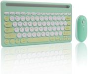 CHUYI Wireless Mouse and Bluetooth Keyboard with Stand Slot, Support 4 Devices for iPhone/iPad/Tablet/PC/Computer, 78Keys Rechargeable Retro Typewriter Keyboard for Windows/Android/iOS/Mac OS (Green)