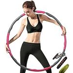 Sly Sippy Weighted Hula Hoops for Adults Exercises, with Measuring Tape and Skipping Rope| Padded Pink and Grey Smart Weighted Hula Hoops| Skipping Rope Adult Fitness and Workouts