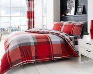 Gaveno Cavailia Waverly Check Luxurious Duvet Cover Sets Quilt Cover Sets Reversible Bedding Sets with Pillowcases (Red, Double)