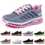 huysfika Womens Mens Trainers Gym Running Shoes Fashion Fitness Mesh Sneakers Casual Outdoor Walking Shoes, GrayPink Size 35 EU(4 UK)