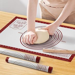 Silicone Baking Mat, Non Stick Pastry Mat Sheet for Dough Rolling, Nonslip Fondant/Pie Crust Mat, Counter Mat Oven Liner Mat for Making Cookies Macarons Bread Baking Supplies Extra Large 26 x 16 Inch