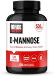 FORCE FACTOR D Mannose, D-Mannose 500mg Supplement to Support Urinary Tract Health for Women and Men, Bladder Control Supplements, Premium Quality, Vegan, Non-GMO, 120 Capsules